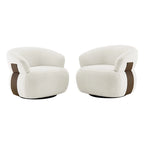 33W 360 Swivel Modern Barrel Chair Accent Chair Set of 2