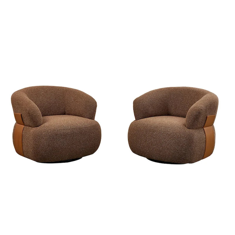 33W 360 Swivel Modern Barrel Chair Accent Chair Set of 2