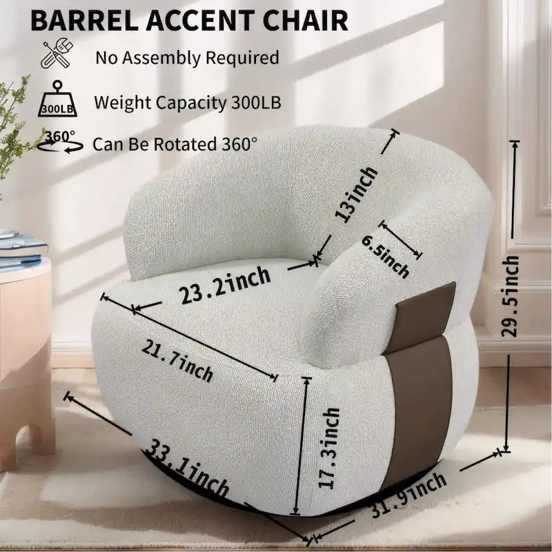 33W 360 Swivel Modern Barrel Chair Accent Chair Set of 2