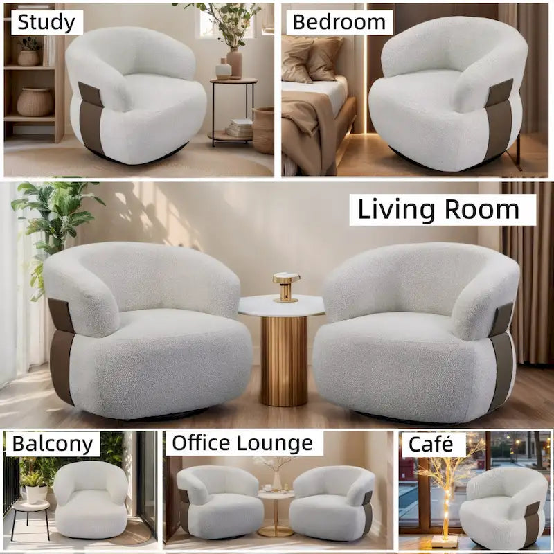 33W 360 Swivel Modern Barrel Chair Accent Chair Set of 2