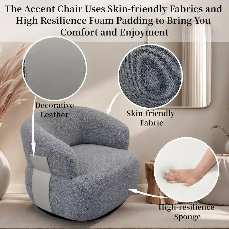 33W 360 Swivel Modern Barrel Chair Accent Chair Set of 2