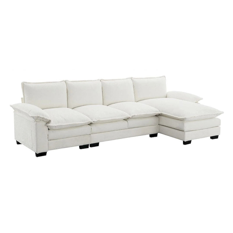5-seat Chenille L-Shape Sectional Sofa with Reversible Chaise Sleeper Sofa Couch for Living Room, Apartment