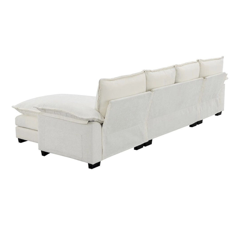 5-seat Chenille L-Shape Sectional Sofa with Reversible Chaise Sleeper Sofa Couch for Living Room, Apartment