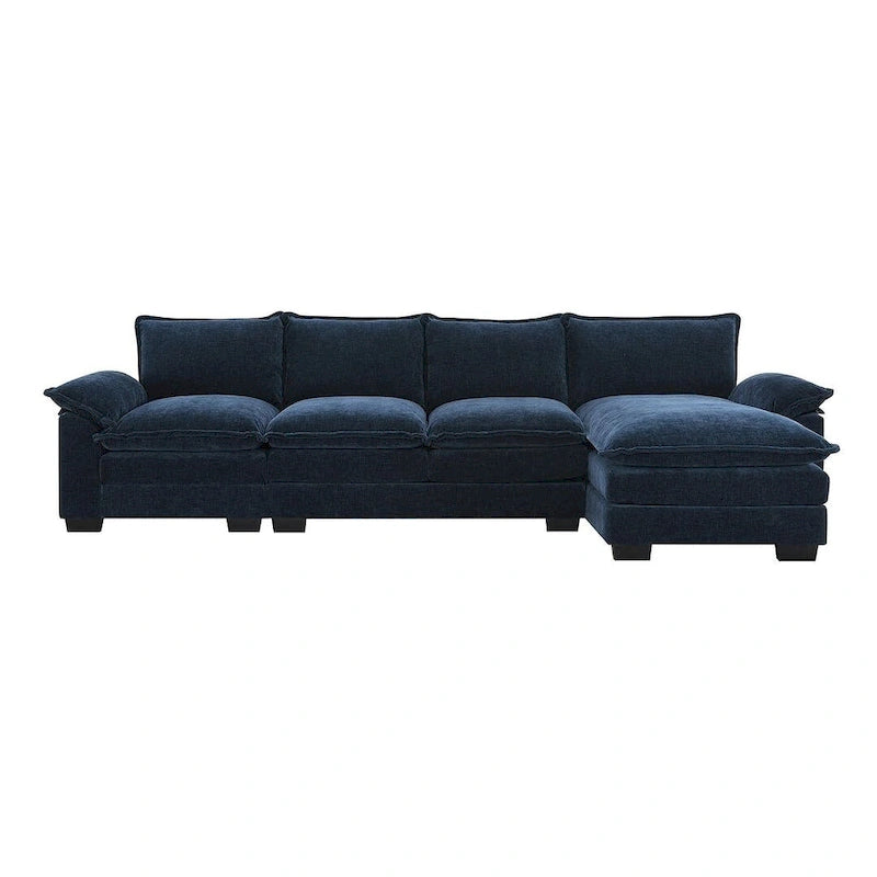 5-seat Chenille L-Shape Sectional Sofa with Reversible Chaise Sleeper Sofa Couch for Living Room, Apartment