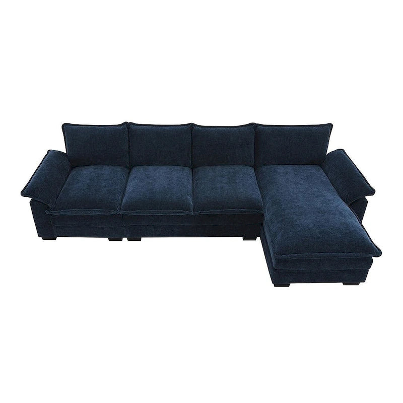 5-seat Chenille L-Shape Sectional Sofa with Reversible Chaise Sleeper Sofa Couch for Living Room, Apartment