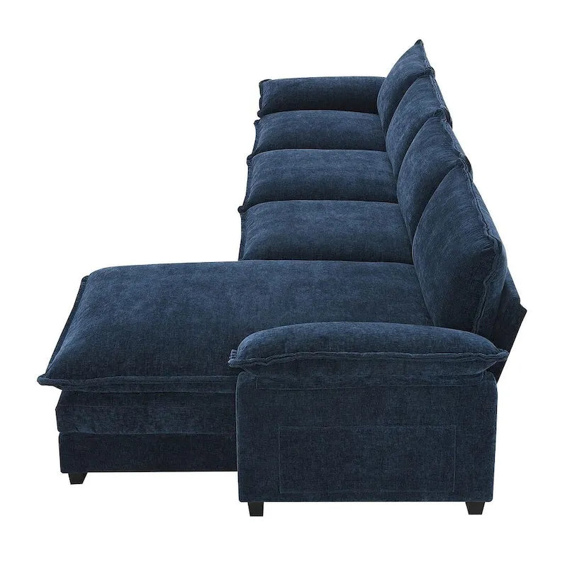 5-seat Chenille L-Shape Sectional Sofa with Reversible Chaise Sleeper Sofa Couch for Living Room, Apartment
