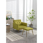 Velvet Accent Chair with Adjustable Armrests and Backrest, Button Tufted Lounge Chair, Single Recliner Armchair with Ottoman