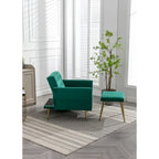 Velvet Accent Chair with Adjustable Armrests and Backrest, Button Tufted Lounge Chair, Single Recliner Armchair with Ottoman
