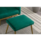 Velvet Accent Chair with Adjustable Armrests and Backrest, Button Tufted Lounge Chair, Single Recliner Armchair with Ottoman