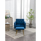 Velvet Accent Chair with Adjustable Armrests and Backrest, Button Tufted Lounge Chair, Single Recliner Armchair with Ottoman