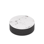 Modern Round Coffee Table with 2 Drawers, Sintered Stone Tabletop and Golden Base