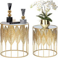 Gold Nesting Side Coffee Table - 13.8D x 13.8W x 23.5H