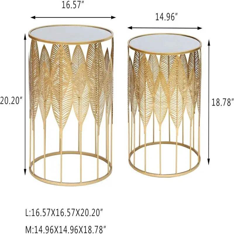 Gold Nesting Side Coffee Table - 13.8D x 13.8W x 23.5H