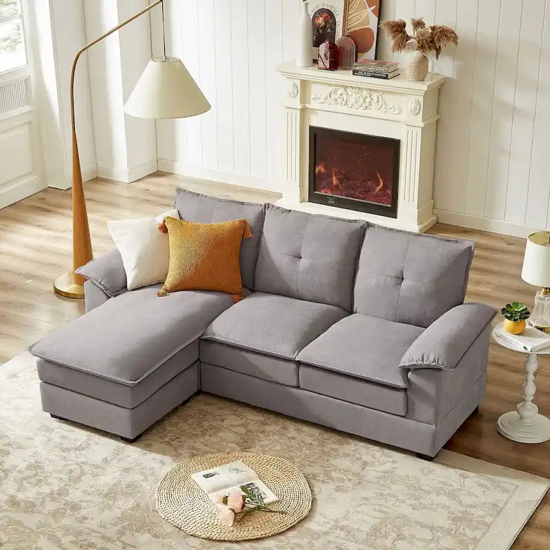 L-Shaped Sectional Sofa with Cloud-Like Seats - 82.28 Inches - Perfect for Living Room