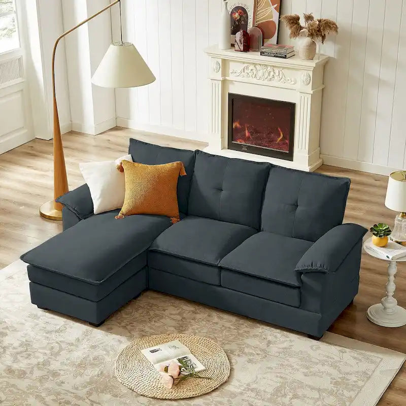 L-Shaped Sectional Sofa with Cloud-Like Seats - 82.28 Inches - Perfect for Living Room