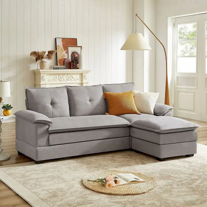 L-Shaped Sectional Sofa with Cloud-Like Seats - 82.28 Inches - Perfect for Living Room