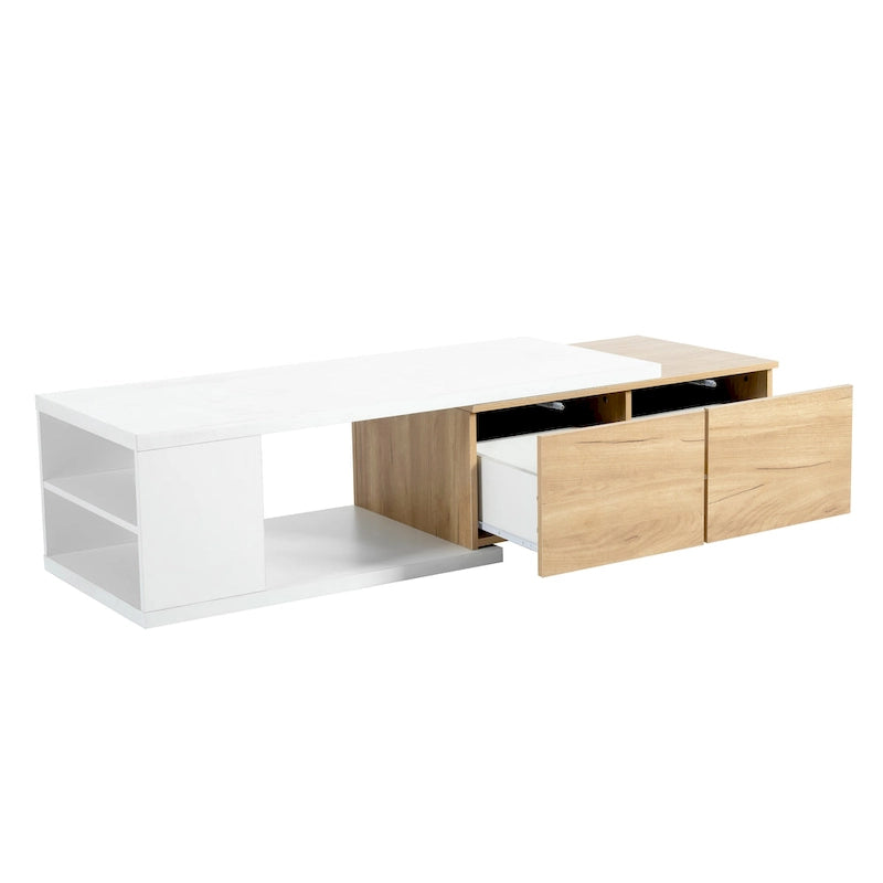 Extendable Coffee Table with 2 Storage Drawers