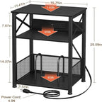 Record Player Stand with Charging Station - 15.75 x 11.41 x 25.59