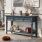 Retro Console Table with 3 Drawers and Bottom Shelf