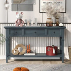 Retro Console Table with 3 Drawers and Bottom Shelf