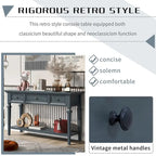 Retro Console Table with 3 Drawers and Bottom Shelf