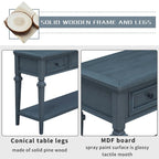 Retro Console Table with 3 Drawers and Bottom Shelf