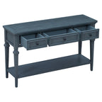Retro Console Table with 3 Drawers and Bottom Shelf