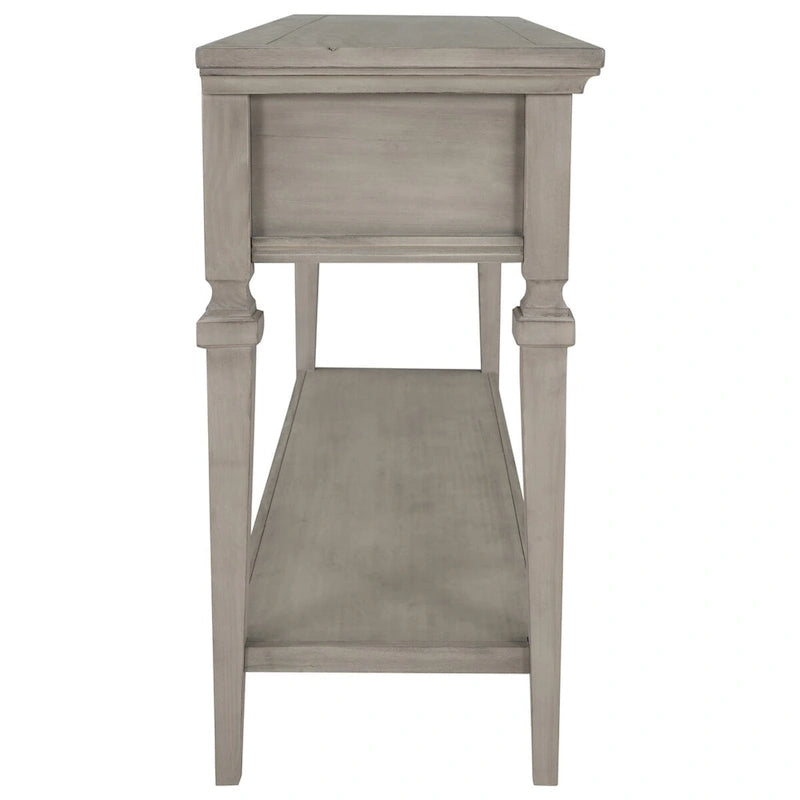 Retro Console Table with 3 Drawers and Bottom Shelf