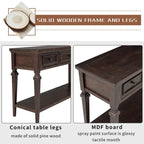 Retro Console Table with 3 Drawers and Bottom Shelf