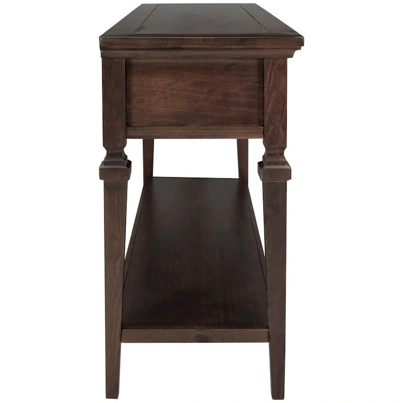 Retro Console Table with 3 Drawers and Bottom Shelf