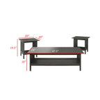 Wiston 3 Piece Table Set, 1 Coffee Table, 2 End Tables, Antique Gray Wood