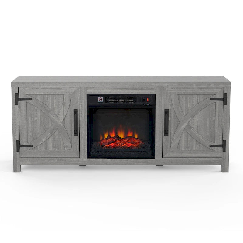 58-inch Grey Electric Fireplace TV Stands Console Table with 18 Electric Fireplace