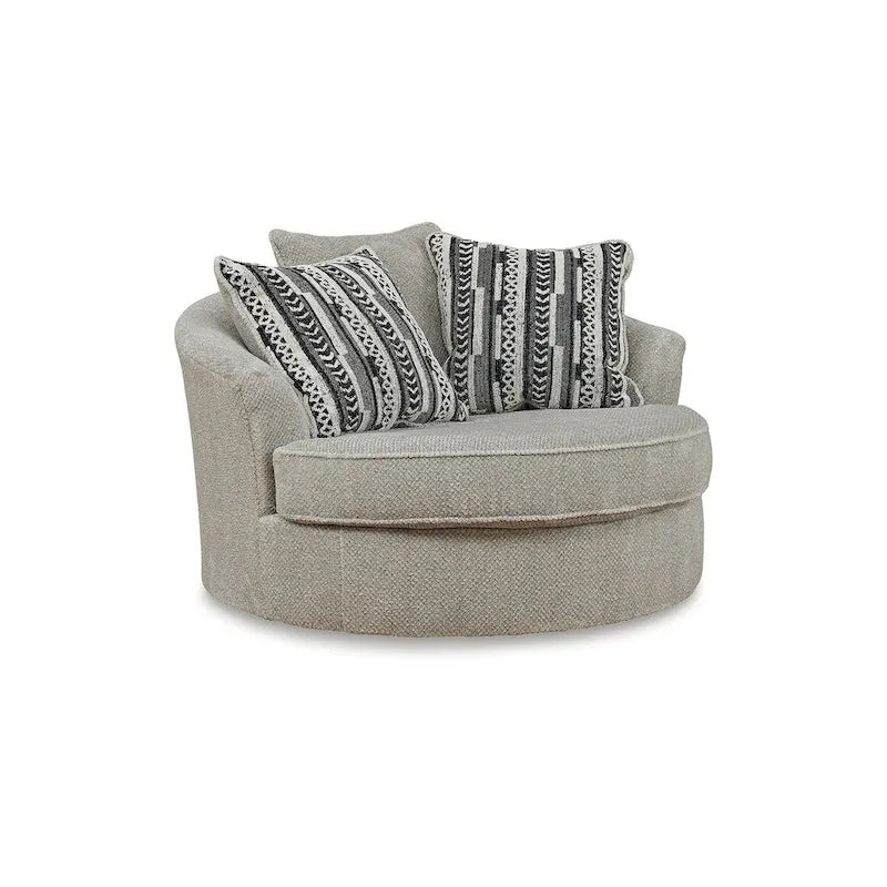 Signature Design by Ashley Calnita Brown/Gray Oversized Swivel Accent Chair - 56W x 55D x 36H
