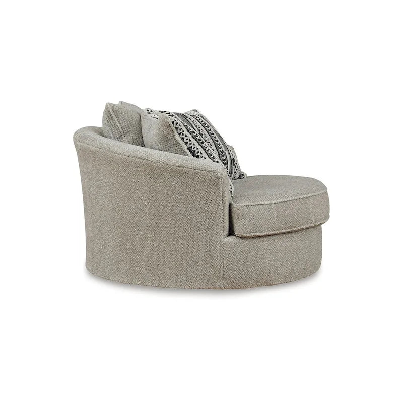 Signature Design by Ashley Calnita Brown/Gray Oversized Swivel Accent Chair - 56W x 55D x 36H
