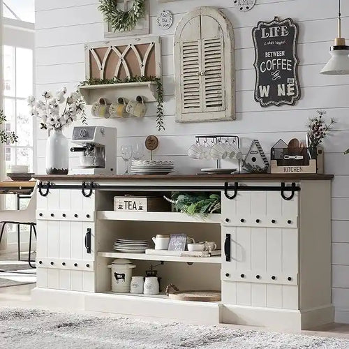 75 Farmhouse TV Stand, Media Console Table, Entertainment Center