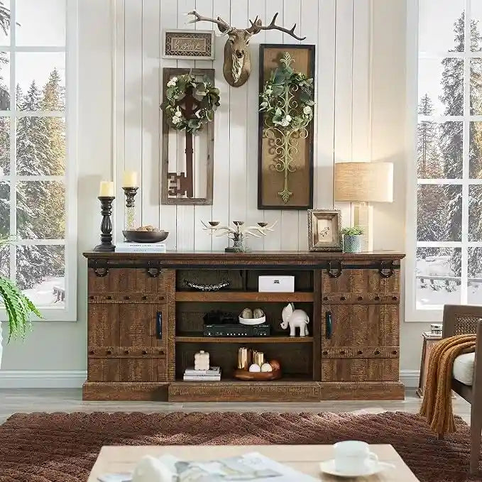 75 Farmhouse TV Stand, Media Console Table, Entertainment Center