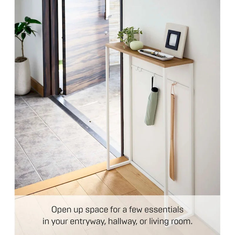 Yamazaki Home Narrow Entryway Console Table, Steel, Holds 11 lbs - L 7.28 x W 23.62 x H 31.69 inches
