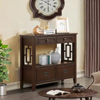 Wood Console Table Entry Sofa Table with 4 Drawers & 1 Storage Shelf for Entryway Living Room Bedroom