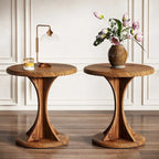 Round End Side Table for Living Room, Wood Small Sofa Chair Side Table, Easy Assembly