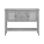 Ample Storage Vintage Console Table with Four Small Drawers and Bottom Shelf for Living Rooms, Entrances and Kitchens