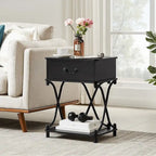 Modern 3-piece Coffee Table, Sofa Table & 1-drawer Nightstand Set of 2(Brown/Black/White)