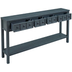 Rustic Entryway Console Table, 60 Long Sofa Table with two Different Size Drawers and Bottom Shelf for Storage