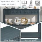 Rustic Entryway Console Table, 60 Long Sofa Table with two Different Size Drawers and Bottom Shelf for Storage