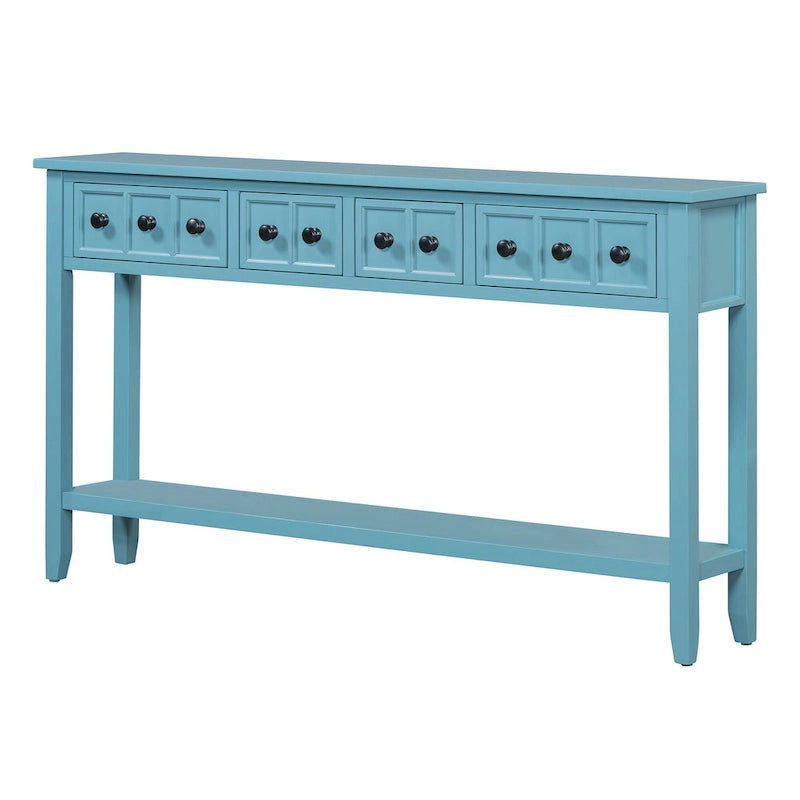 Rustic Entryway Console Table, 60 Long Sofa Table with two Different Size Drawers and Bottom Shelf for Storage