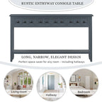 Rustic Entryway Console Table, 60 Long Sofa Table with two Different Size Drawers and Bottom Shelf for Storage