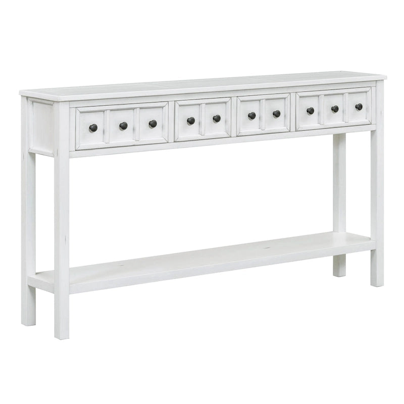 Rustic Entryway Console Table, 60 Long Sofa Table with two Different Size Drawers and Bottom Shelf for Storage
