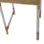 Set of 3 Nesting Side End Tables, Faux Leather Top, Clear Acrylic Legs