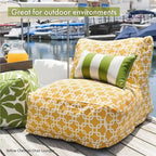 Indoor Outdoor Yellow Vertical Stripe Bean Bag Chair Lounger 36 in L x 27 in W x 24 in H