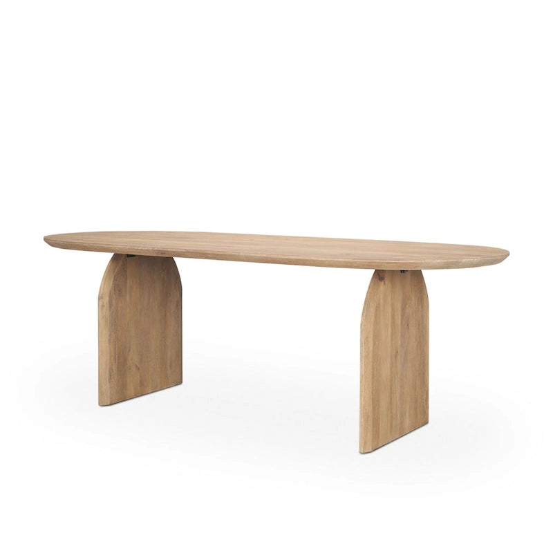  Oval Dining Table w/Light Brown Wood Top & Arched Legs - 86.5L x 39.0W x 30.0H