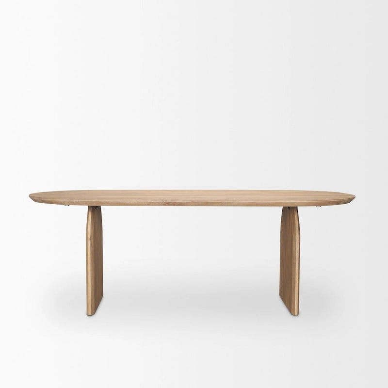 Oval Dining Table w/Light Brown Wood Top & Arched Legs - 86.5L x 39.0W x 30.0H